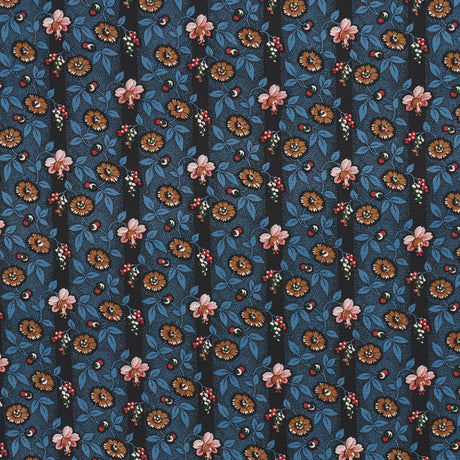 Schumacher La Rue Stripe Midnight Fabric - Eade's Wallpaper