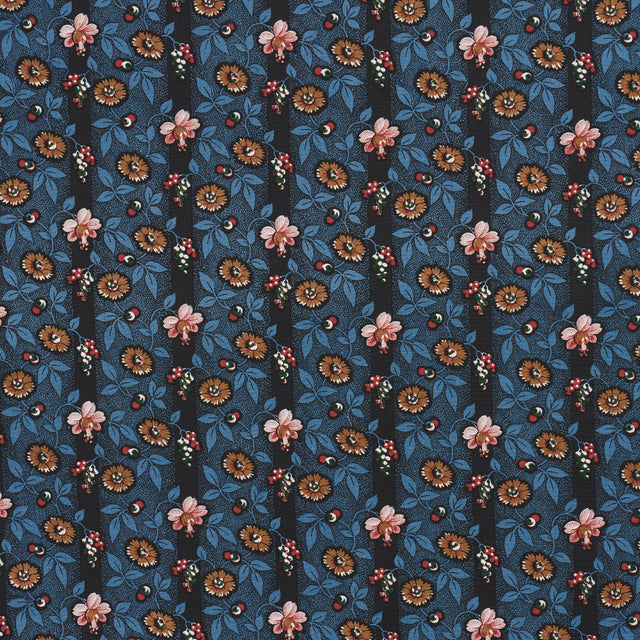 Schumacher La Rue Stripe Midnight Fabric - Eade's Wallpaper