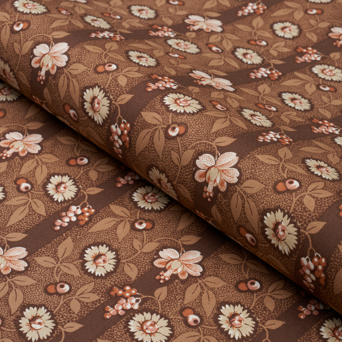 Schumacher La Rue Stripe Cognac Fabric - Eade's Wallpaper