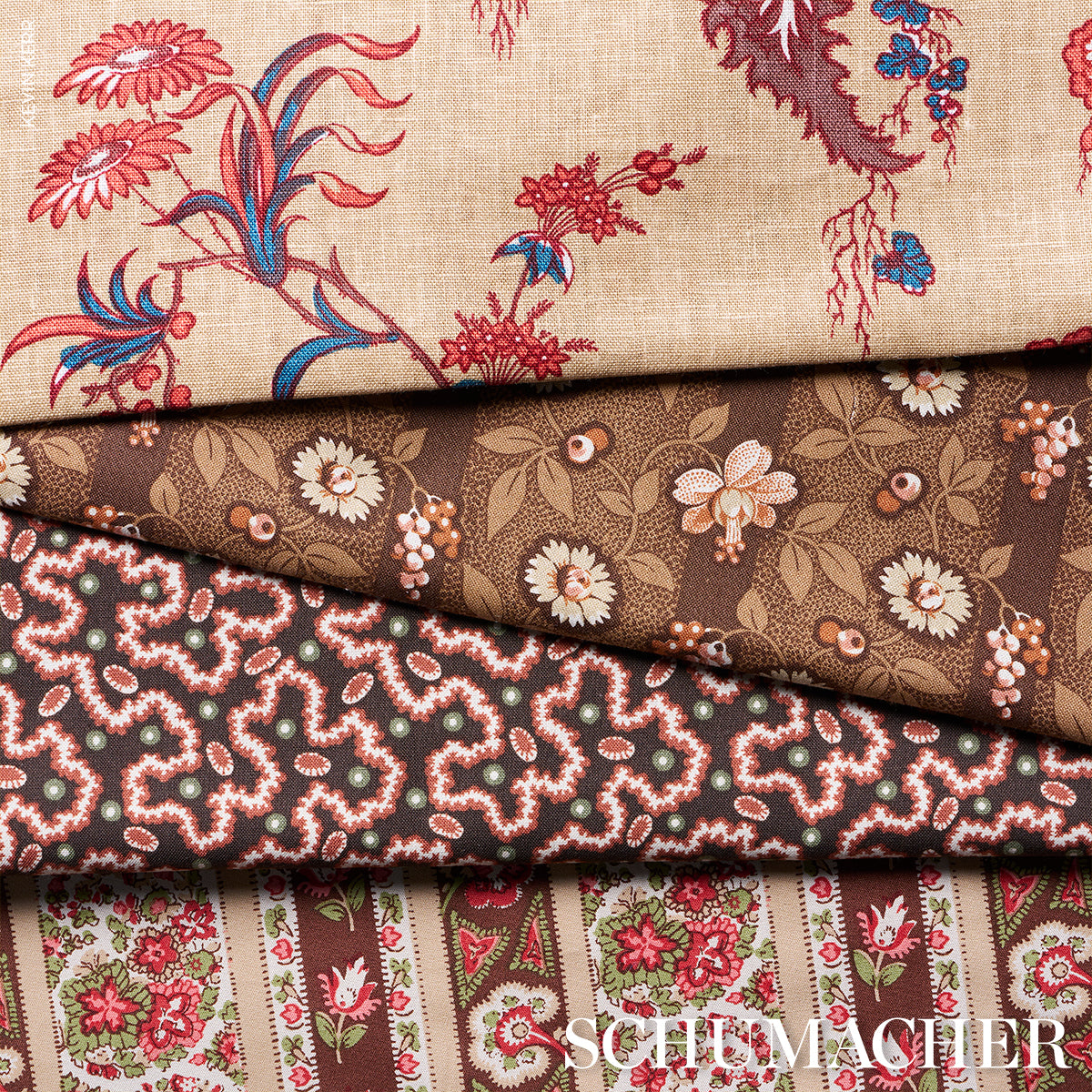 Schumacher La Rue Stripe Cognac Fabric - Eade's Wallpaper