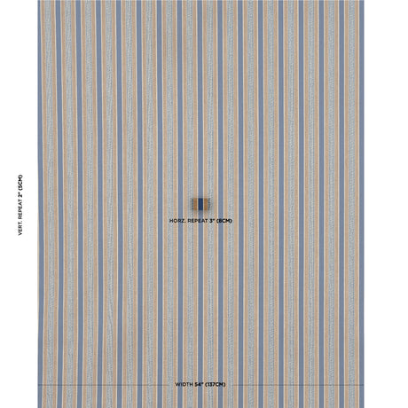 Schumacher Auguste Stripe Marine & Cognac Fabric