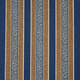 Schumacher Auguste Stripe Marine & Cognac Fabric