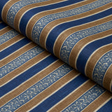 Schumacher Auguste Stripe Marine & Cognac Fabric