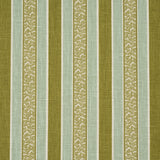 Schumacher Auguste Stripe Ciel & Leaf Fabric