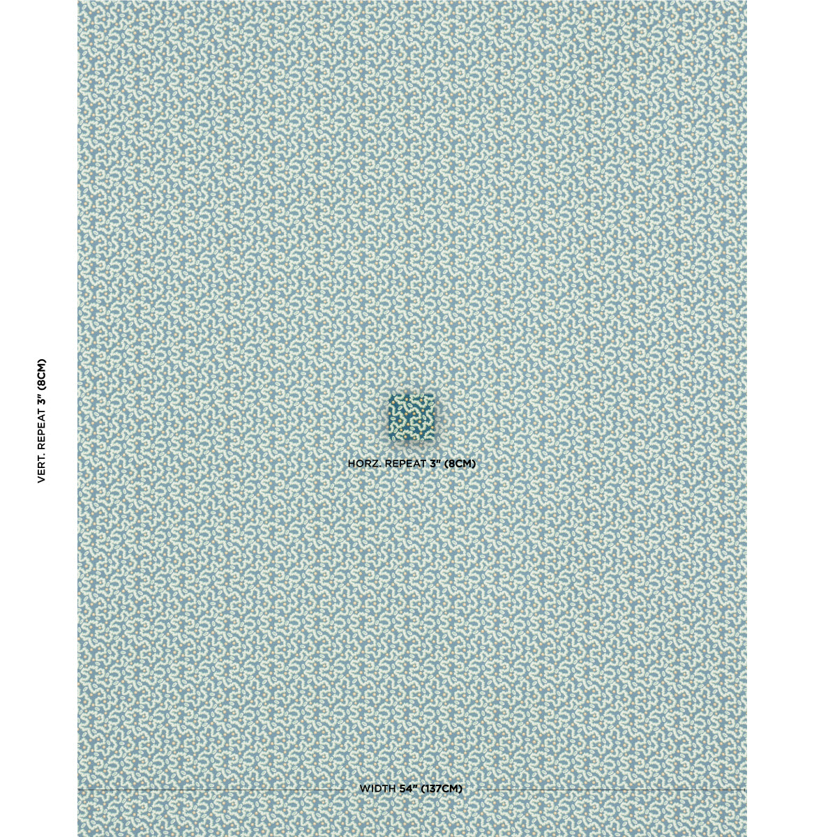 Schumacher Leonie Vermicelli Teal Fabric - Eade's Wallpaper