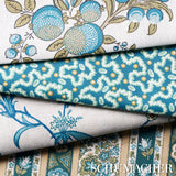 Schumacher Leonie Vermicelli Teal Fabric - Eade's Wallpaper