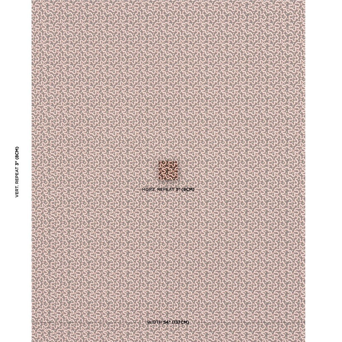 Schumacher Leonie Vermicelli Sepia Fabric - Eade's Wallpaper