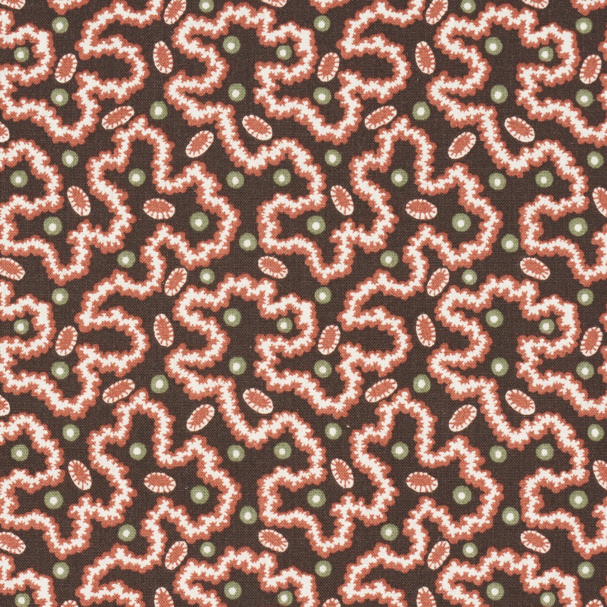 Schumacher Leonie Vermicelli Sepia Fabric - Eade's Wallpaper