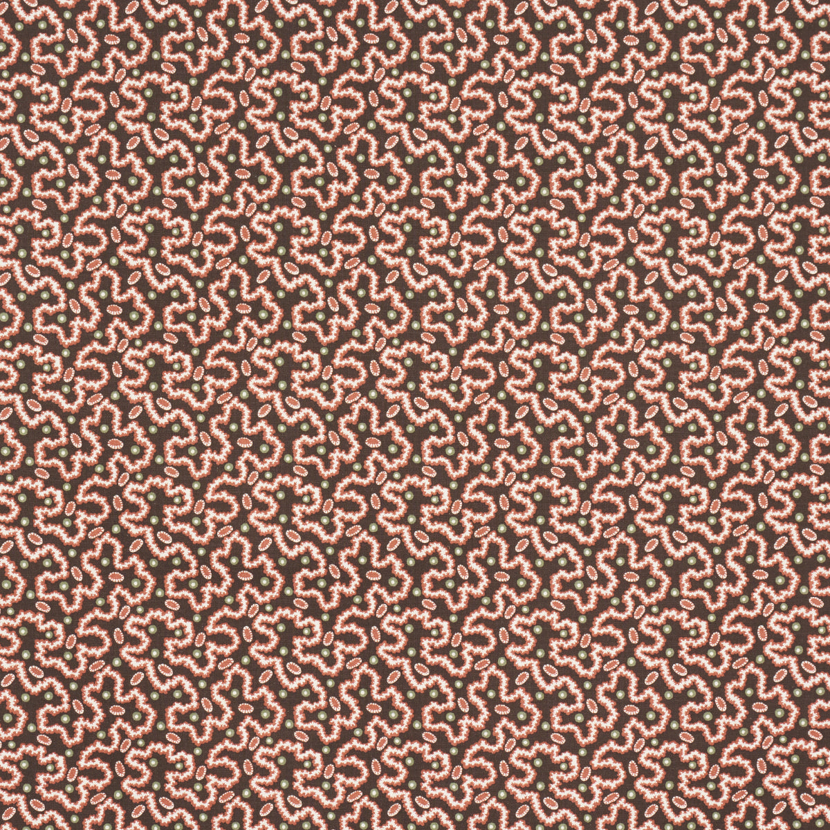 Schumacher Leonie Vermicelli Sepia Fabric - Eade's Wallpaper