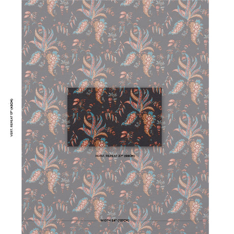 Schumacher Apolline Botanical Rouge & Noir Fabric