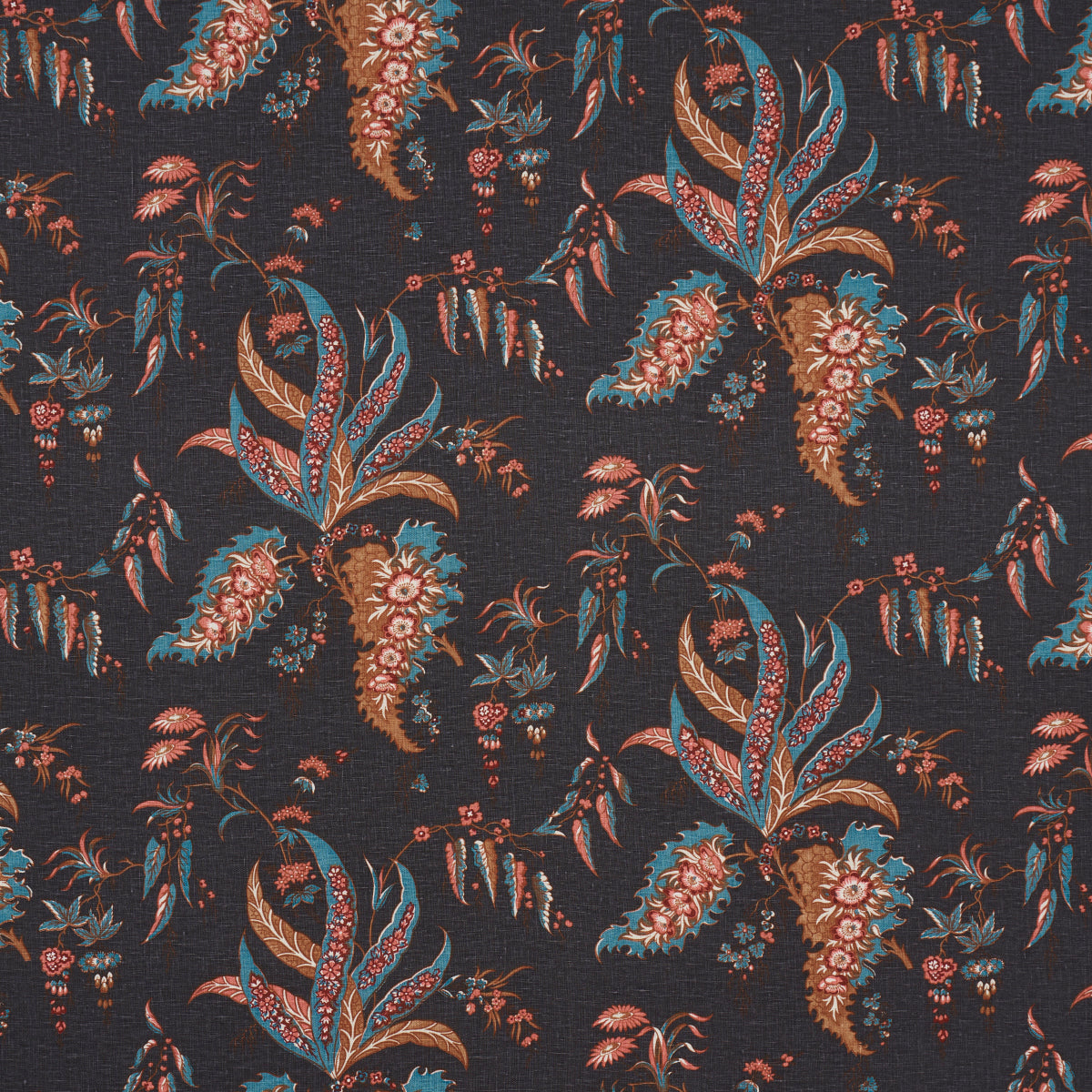 Schumacher Apolline Botanical Rouge & Noir Fabric