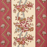 Schumacher Sylvain Floral Stripe Rouge Fabric - Eade's Wallpaper