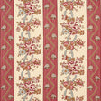 Schumacher Sylvain Floral Stripe Rouge Fabric - Eade's Wallpaper