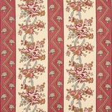 Schumacher Sylvain Floral Stripe Rouge Fabric - Eade's Wallpaper