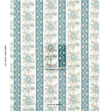 Schumacher Sylvain Floral Stripe Teal Fabric - Eade's Wallpaper