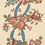 Schumacher Sylvain Floral Stripe Noir Fabric - Eade's Wallpaper