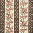 Schumacher Sylvain Floral Stripe Noir Fabric - Eade's Wallpaper