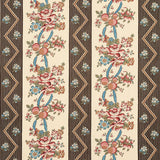 Schumacher Sylvain Floral Stripe Noir Fabric - Eade's Wallpaper