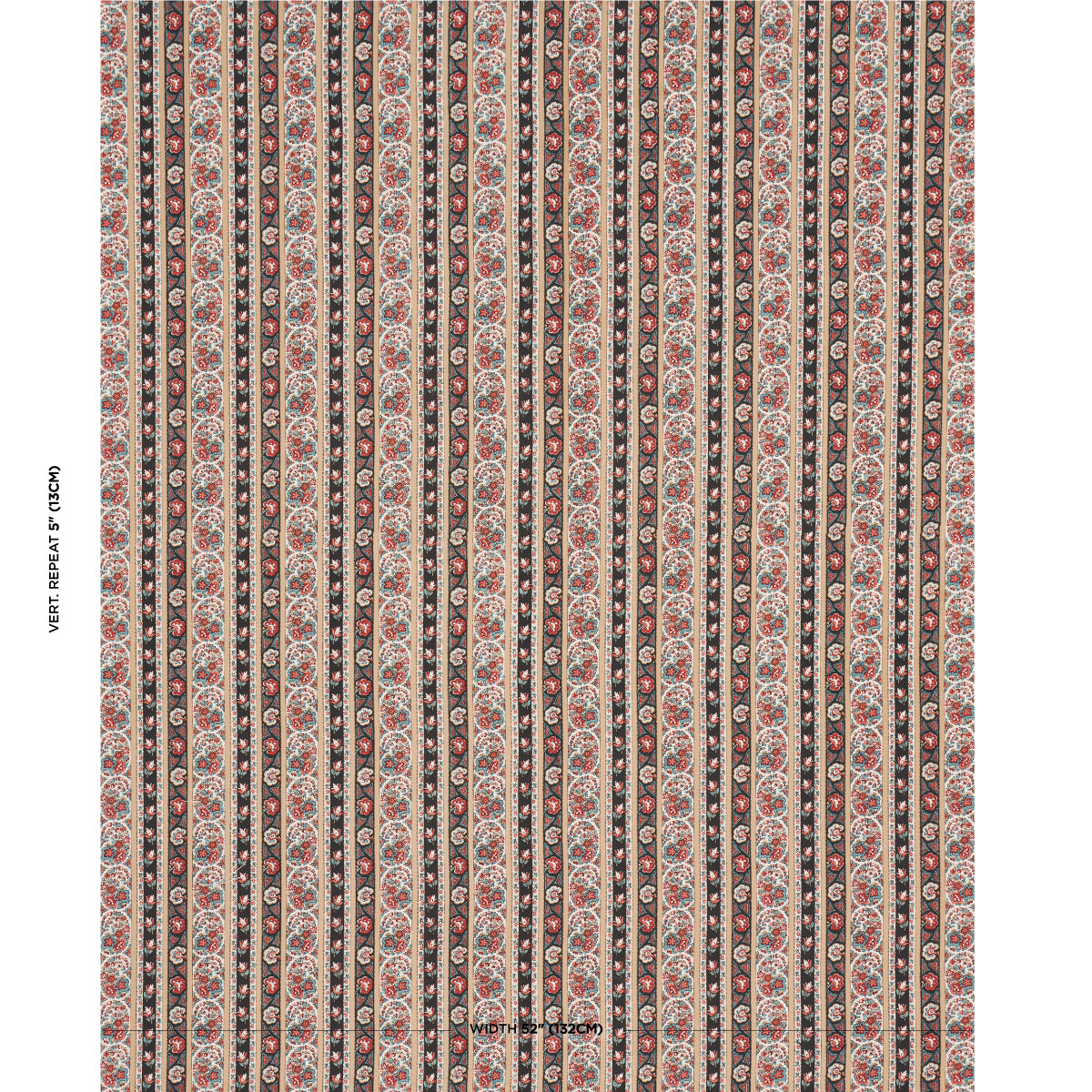 Schumacher Ines Paisley Rouge & Noir Fabric