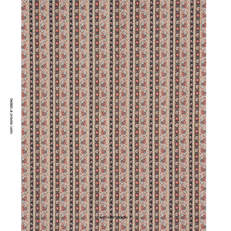 Schumacher Ines Paisley Rouge & Noir Fabric