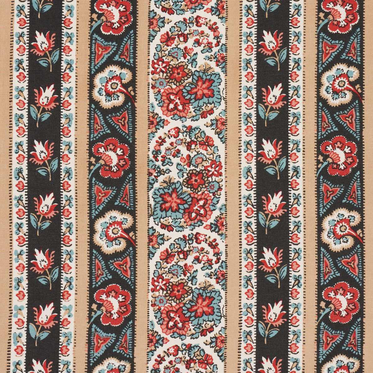 Schumacher Ines Paisley Rouge & Noir Fabric