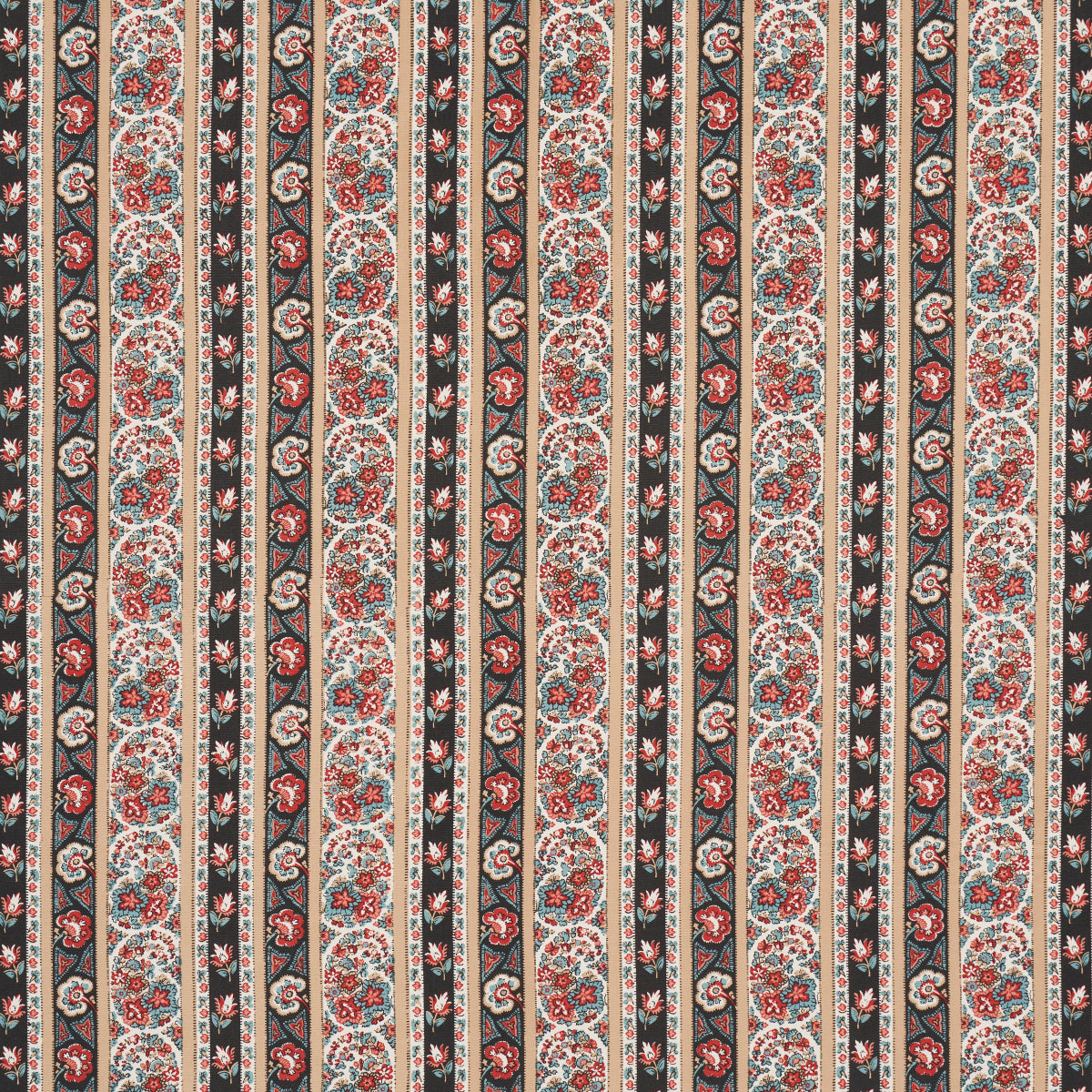 Schumacher Ines Paisley Rouge & Noir Fabric