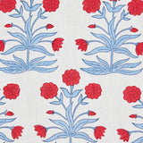 Schumacher Mughal Hand Block Print Crimson Sky Fabric - Eade's Wallpaper
