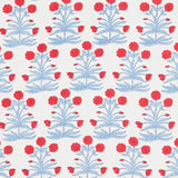 Schumacher Mughal Hand Block Print Crimson Sky Fabric - Eade's Wallpaper