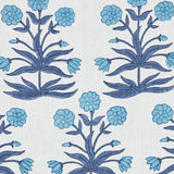 Schumacher Mughal Hand Block Print Sky Indigo Fabric - Eade's Wallpaper