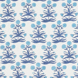 Schumacher Mughal Hand Block Print Sky Indigo Fabric - Eade's Wallpaper