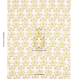 Schumacher Mughal Hand Block Print Peach Sap Green Fabric - Eade's Wallpaper
