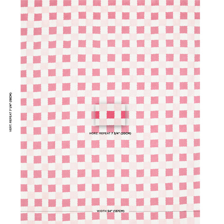 Schumacher Chequer Hand Block Print Pinks Fabric