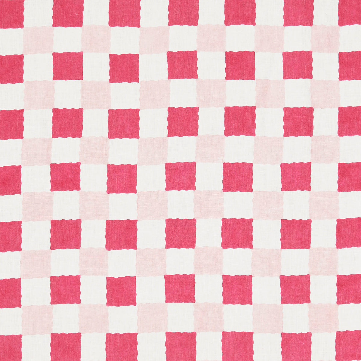 Schumacher Chequer Hand Block Print Pinks Fabric