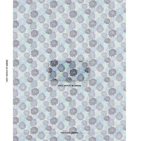Schumacher Dahlia Hand Block Print Blues Fabric