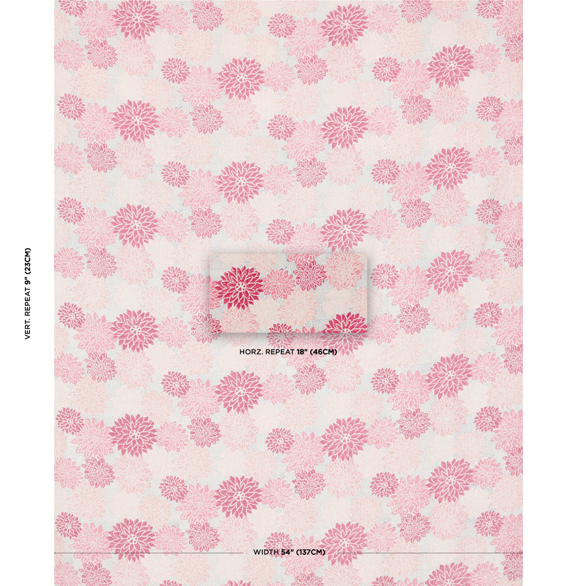 Schumacher Dahlia Hand Block Print Hot Pink Fabric