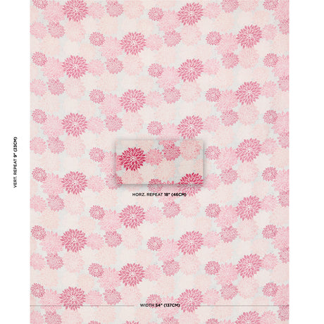 Schumacher Dahlia Hand Block Print Hot Pink Fabric