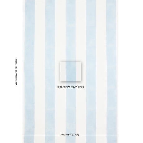 Schumacher Wide Hand Block Stripe Blue Fabric - Eade's Wallpaper
