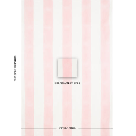 Schumacher Wide Hand Block Stripe Pink Fabric - Eade's Wallpaper