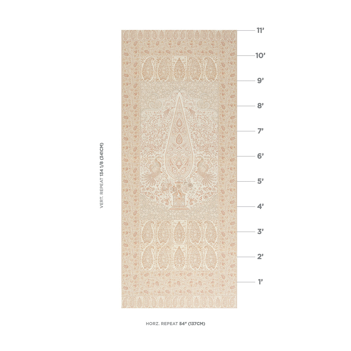 Schumacher Colmery Paisley Panel Parchment Fabric