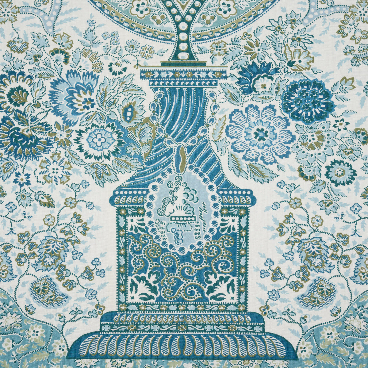 Schumacher Colmery Paisley Panel Peacock Fabric
