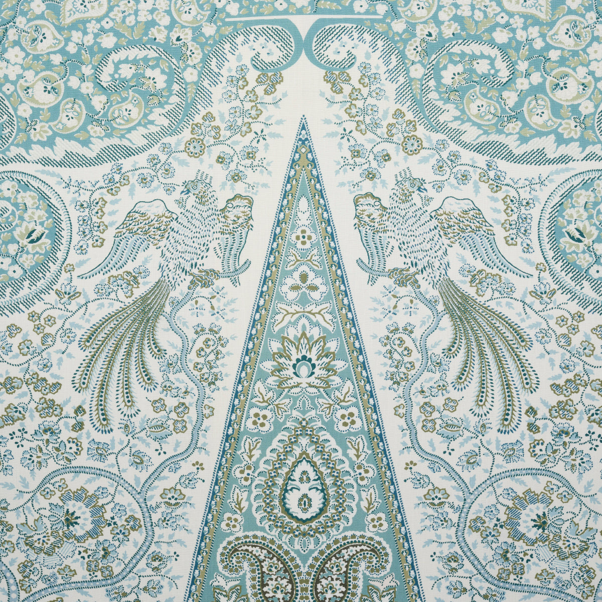 Schumacher Colmery Paisley Panel Peacock Fabric