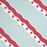 Schumacher Rousseau Stripe Rouge & Sky Fabric - Eade's Wallpaper