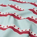 Schumacher Rousseau Stripe Rouge & Sky Fabric - Eade's Wallpaper