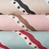 Schumacher Rousseau Stripe Rouge & Sky Fabric - Eade's Wallpaper