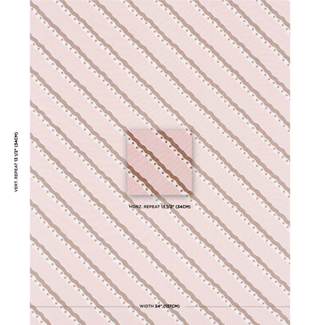 Schumacher Rousseau Stripe Cocoa & Blush Fabric - Eade's Wallpaper