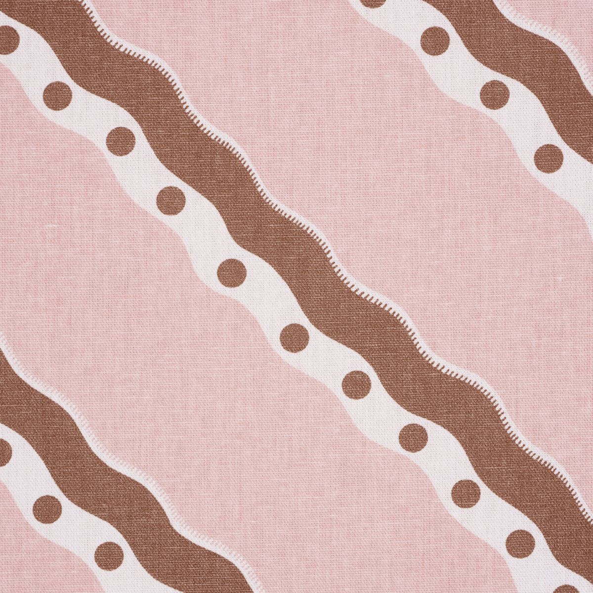 Schumacher Rousseau Stripe Cocoa & Blush Fabric - Eade's Wallpaper
