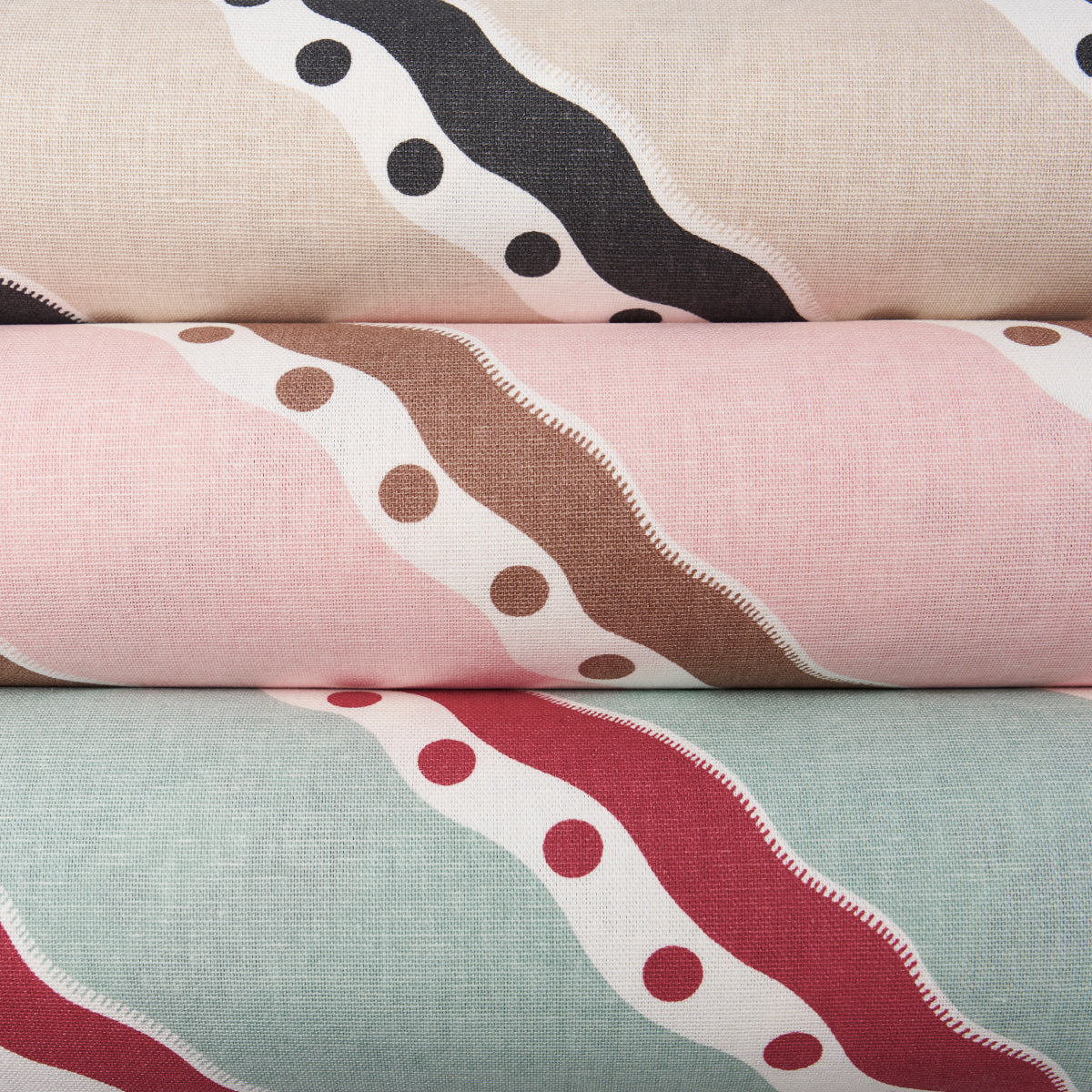 Schumacher Rousseau Stripe Cocoa & Blush Fabric - Eade's Wallpaper