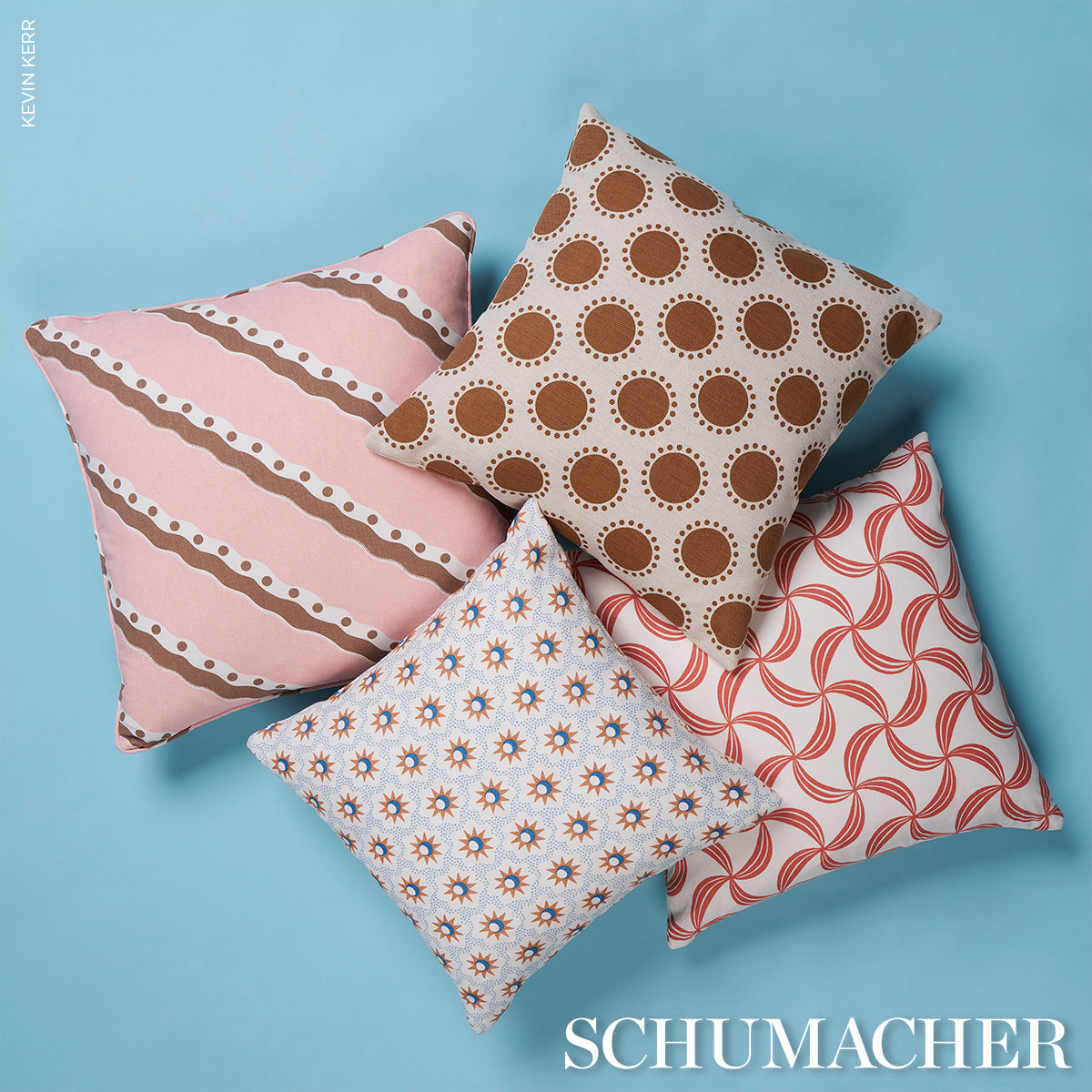 Schumacher Rousseau Stripe Cocoa & Blush Fabric - Eade's Wallpaper