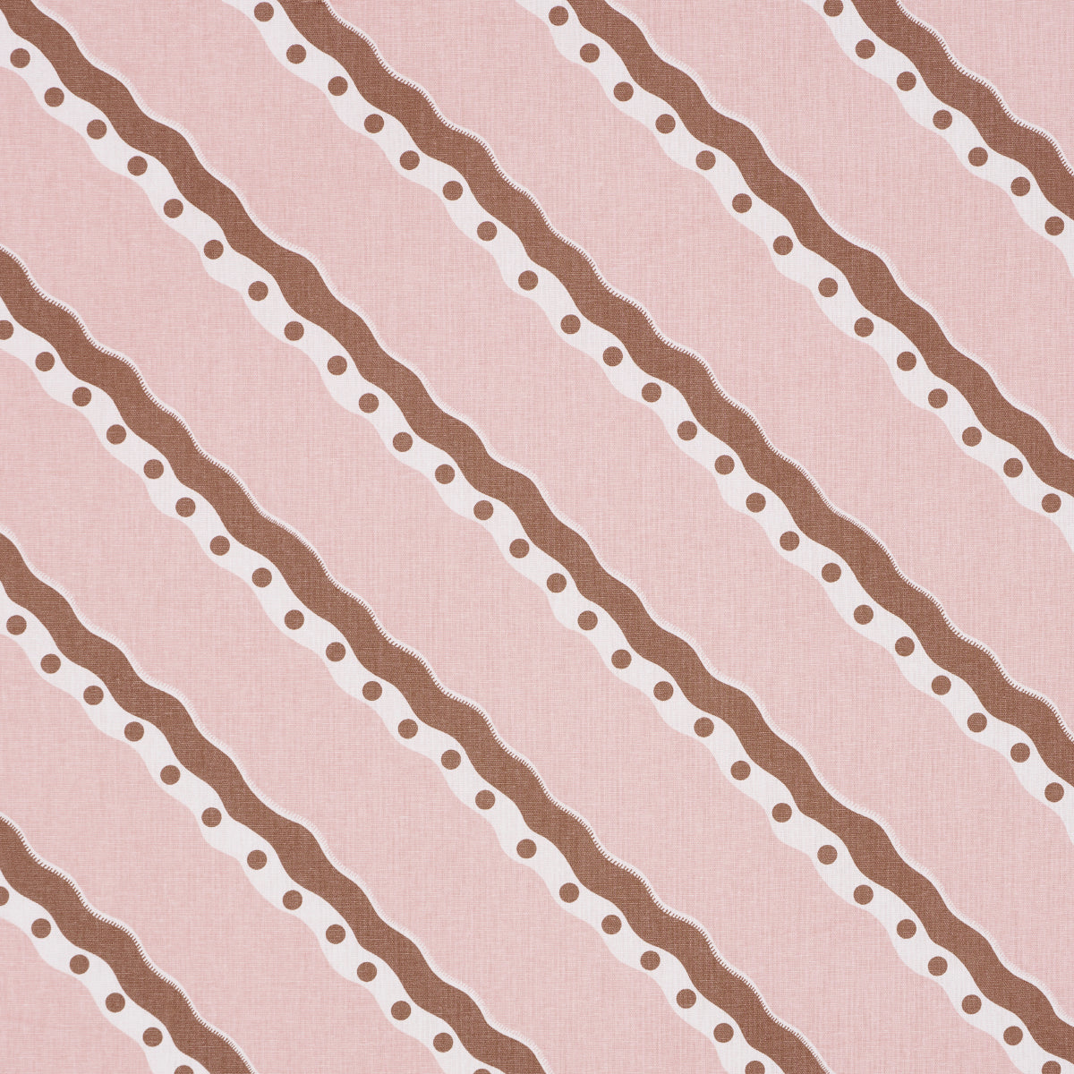 Schumacher Rousseau Stripe Cocoa & Blush Fabric - Eade's Wallpaper