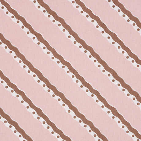 Schumacher Rousseau Stripe Cocoa & Blush Fabric - Eade's Wallpaper
